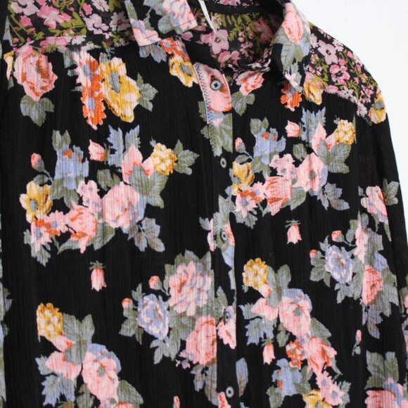 Free People Hold On To Me Floral Long Sleeve Blouse Size Small - Picture 6 of 9